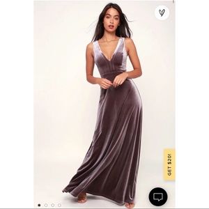 Lulu’s Dusty Purple Velvet Sleeveless Maxi Dress